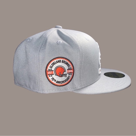 New Era NFL Cleveland Browns 75th Anniversary Patch Fitted hat orange Undervisor - Picture 3 of 5
